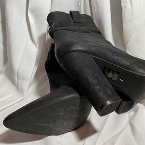 Black Steve Madden faux leather western booties